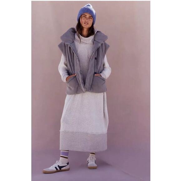 Free People Aja Pullover Midi Sweater Dress - Heather Grey- Size Small - Picture 1 of 3